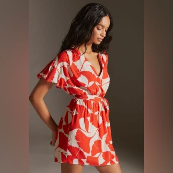 Anthropologie Corey Lynn Calter Floral Mini Wrap Dress NWT - Picture 1 of 9